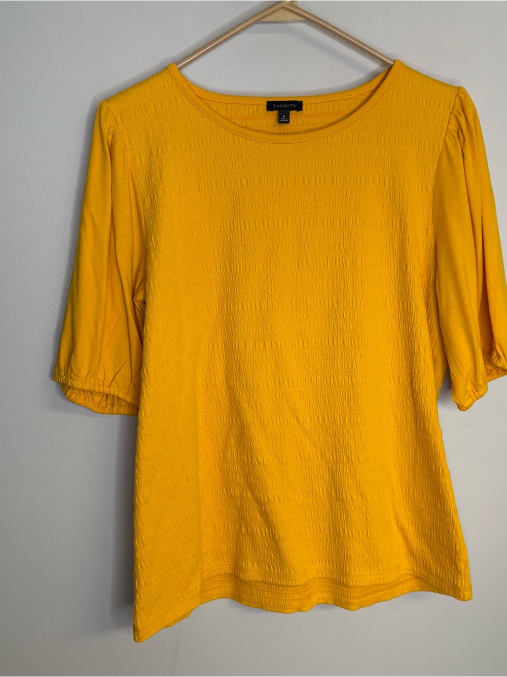 Talbots Bright Yellow Short Sleeve Textured Tee